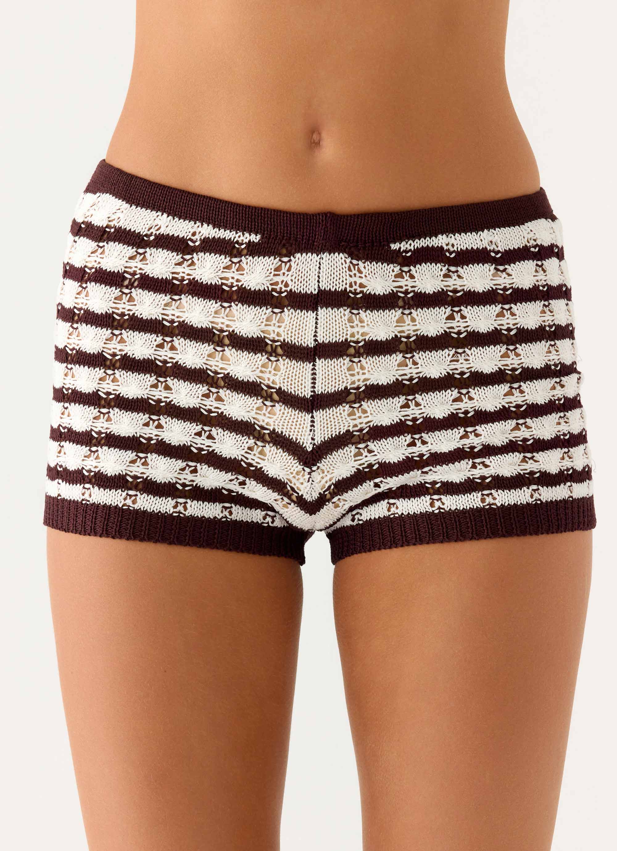 Danni Micro Shorts - Chocolate Stripe
