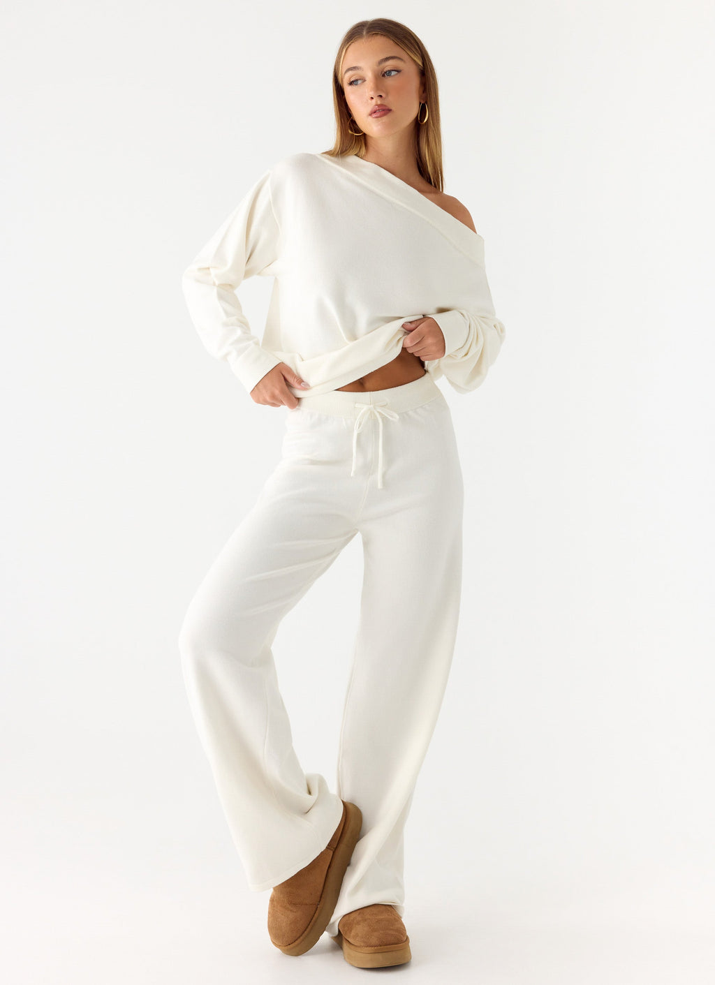 Sherlee Knit Pants - White